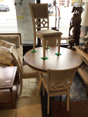 Bison Commerce LLC Pedestal Wood 4 Chairs Cream/Brown Table & Chairs 3J9P4CDG