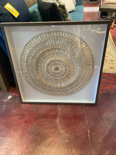 Wall Decoration Natural/White Wheel Framed Art