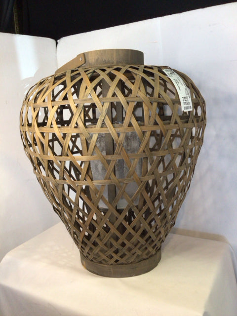 Greige Wood Candle Holder