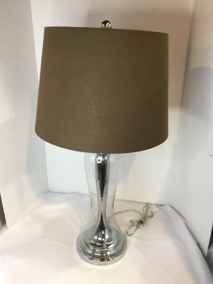 Clear/Silver Glass/Metal Lamp