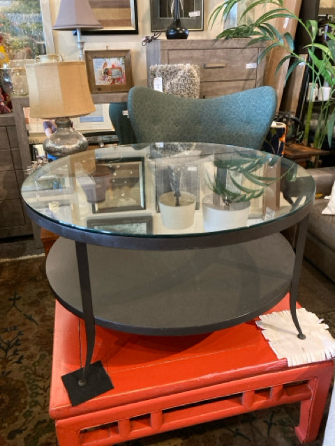 Coffee Glass/Metal Round Table