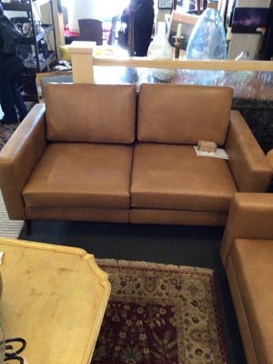 Burrow Leather NEW Brown Love Seat 333PY8NE