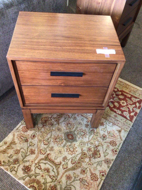 Wood 2 Drawers Brown Nightstand