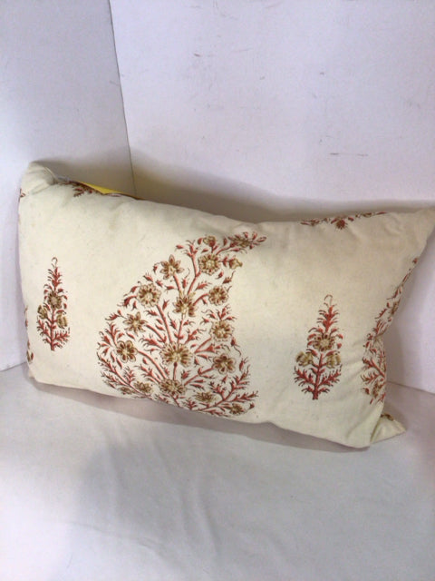 White/Red Floral Pillow