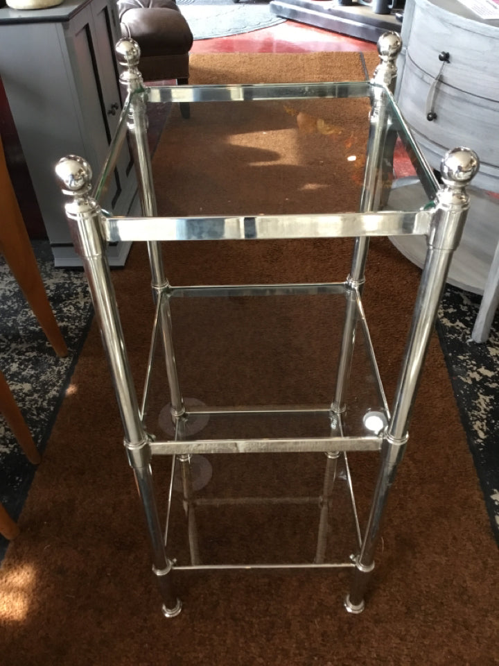 Metal/Glass 3 Tiered Silver Stand