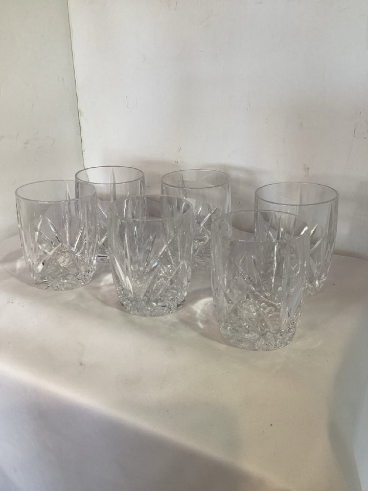 Set of 6 Cut Glass Glasses