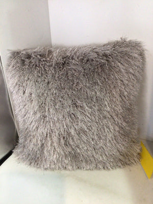 Silver Shag Fringe Pillow