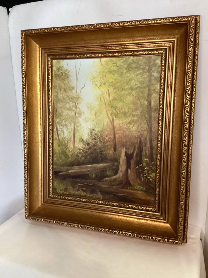Mid Century Gold Landscape Framed Art