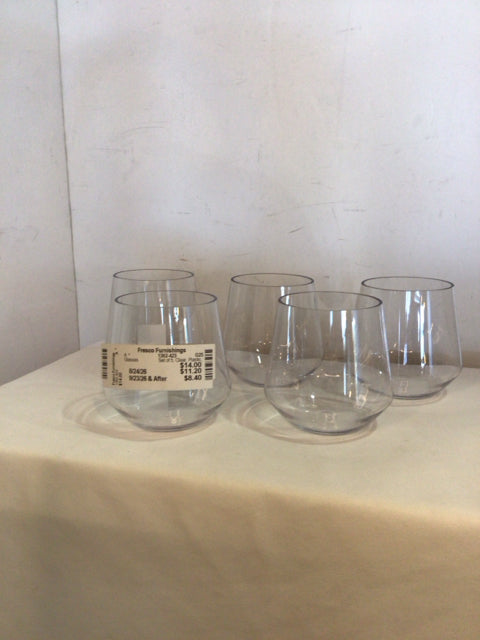 Set of 5 Clear Plastic Glasses