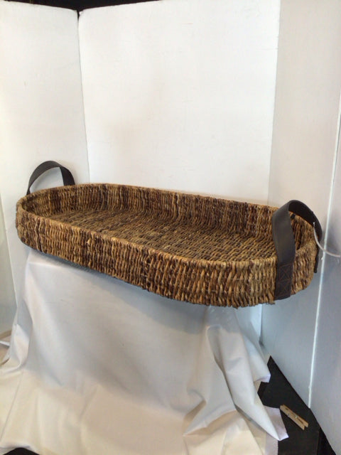 Handled Brown Seagrass Tray Basket
