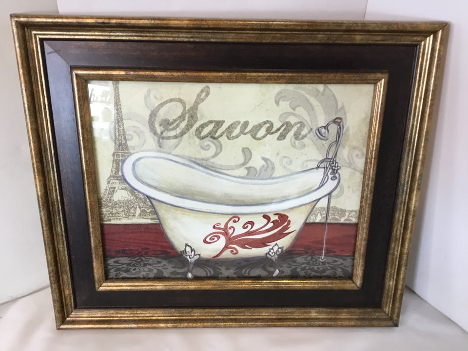 Red/Cream Bathroom Framed Art