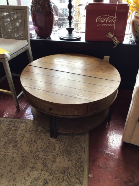 Hammary Coffee Wood Round On Casters Brown Table