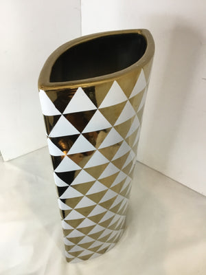 White/Gold Metal Vase