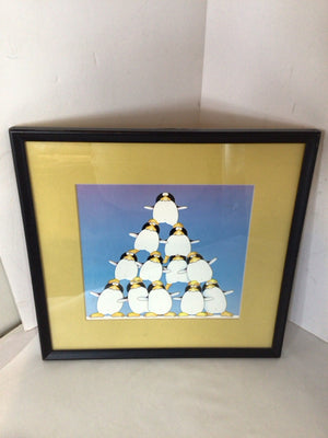 Yellow/Blue Penguin Framed Art
