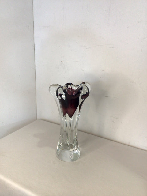 Bohemian Clear/Purple Glass Vase