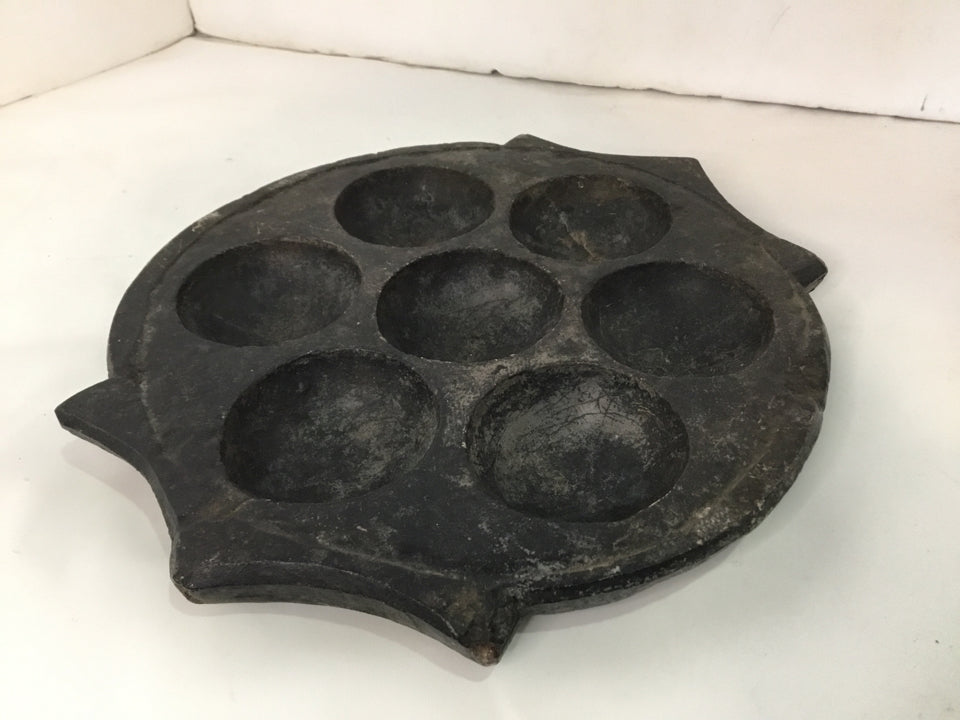 Vintage Black Wood Divided Bowl