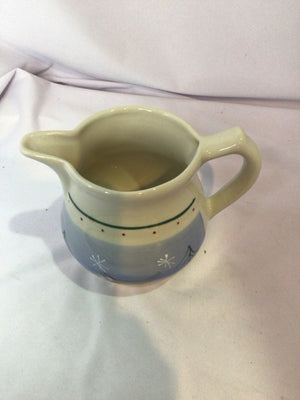 Hartstone Pitcher Blue/White Pottery Bird Holiday Item