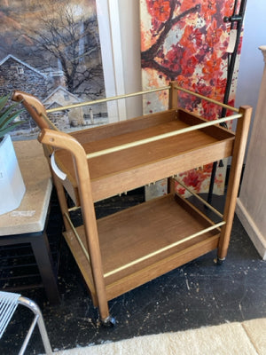 Bar Wood/Metal Tiered On Casters Brown/Gold Cart