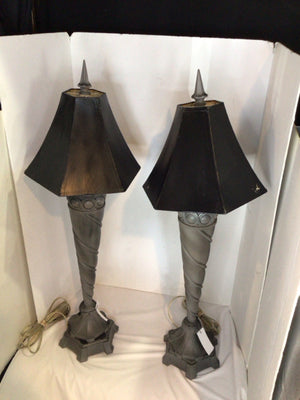 Gray Resin Pair Lamp Set