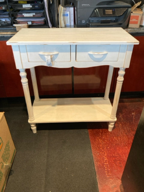 Console Wood 2 Drawers White Table