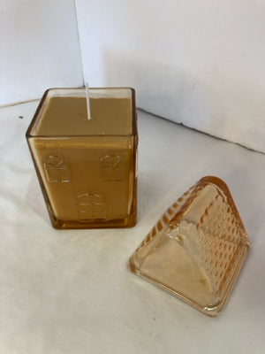 Christmas Brown Glass Gingerbread House Candle Holiday Item