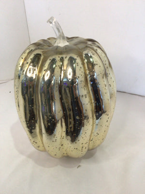 Fall Silver Mercury Glass Pumpkin Battery Holiday Item
