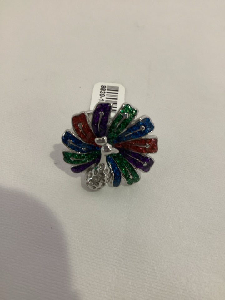 Multi-Color Peacock Enamel Ring