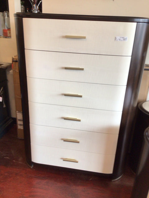 Wood 6 Drawer Brown/White Dresser/Chest