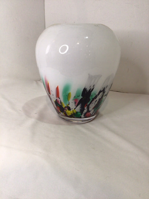 Modern White/Multi Glass Vase