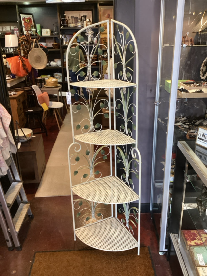Folding Cream Metal Corner Shelf