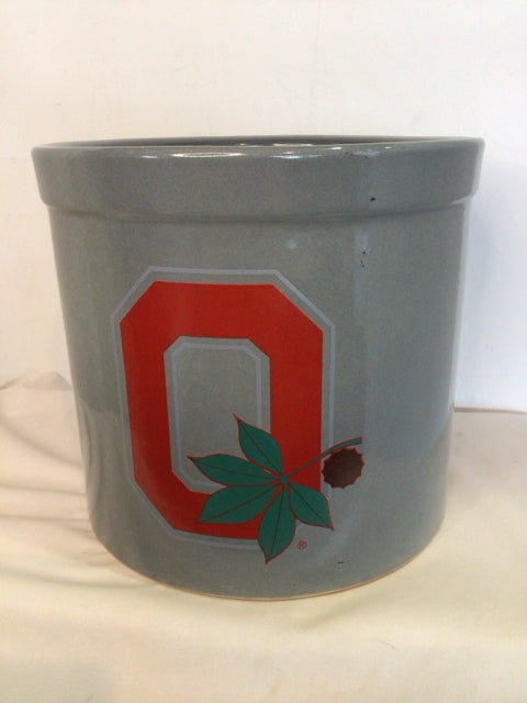 Gray/Red Ceramic OSU Crock