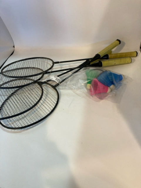 Vintage Black/Multi Badminton Set of 4 Toy