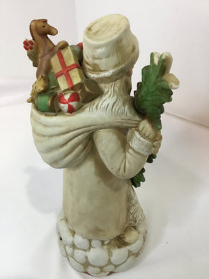 Schmid Musical White/Green Ceramic Santa Holiday Item