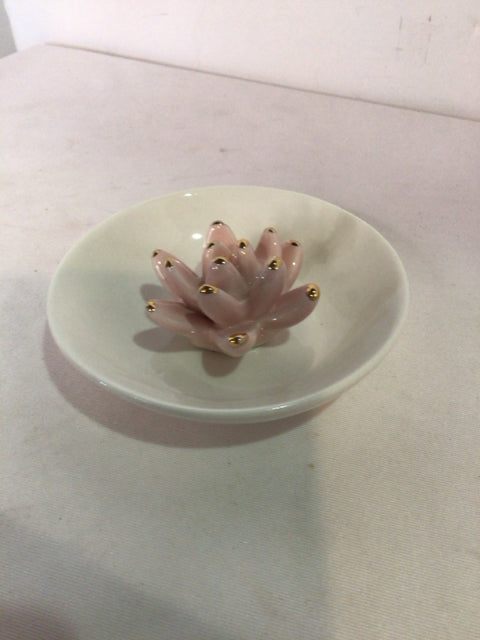 White/Pink Ceramic Dish