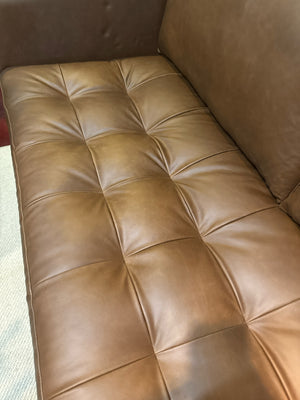 Poly & Bark Modern Leather Tufted Cognac Sofa/Couch 4P9LT8TS