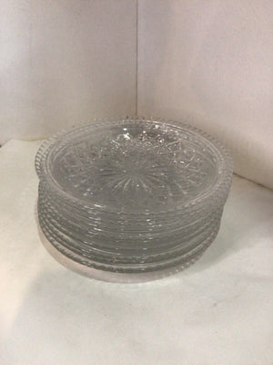 Set of 11 Clear Cut Crystal Plate Set