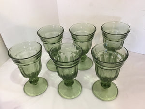 Pottery Barn Set of 6 Green Glass Ice Cream Glasses