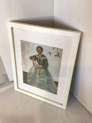 Ethnic White/Blue Woman Framed Art