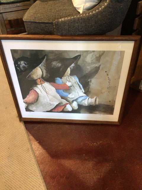 Signed Print White/Multi Still Life Doll Framed Art