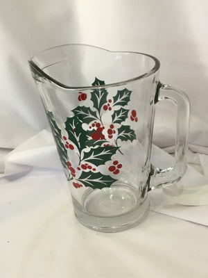 Vintage Glasses Red/Green Glass Holly W/ 3 wax Holiday Item