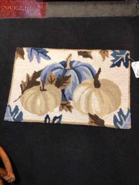 Fall Polyester Pumpkin Door Mat Brown/Blue Rug