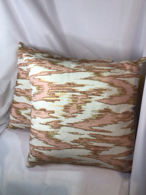 Pair White/Pink Gold Pillow Set