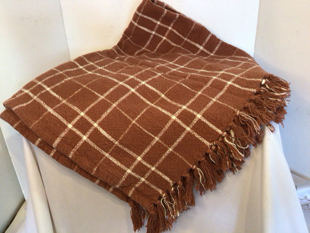 Brown/White Cotton Plaid Throw