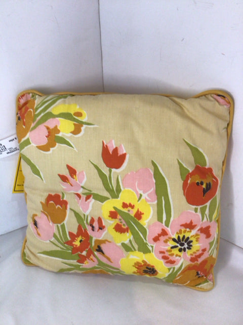 Retro Tan/Yellow Floral Pillow
