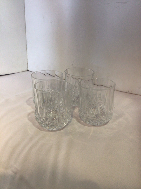 Set of 4 Clear Cut Crystal Rocks Glasses