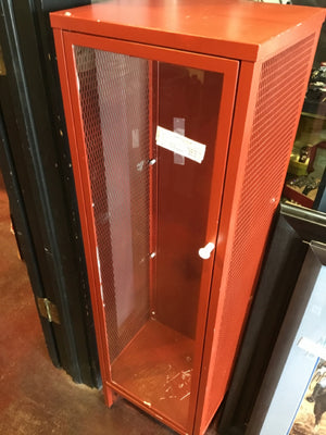 Industrial Red Metal Shelves Cabinet