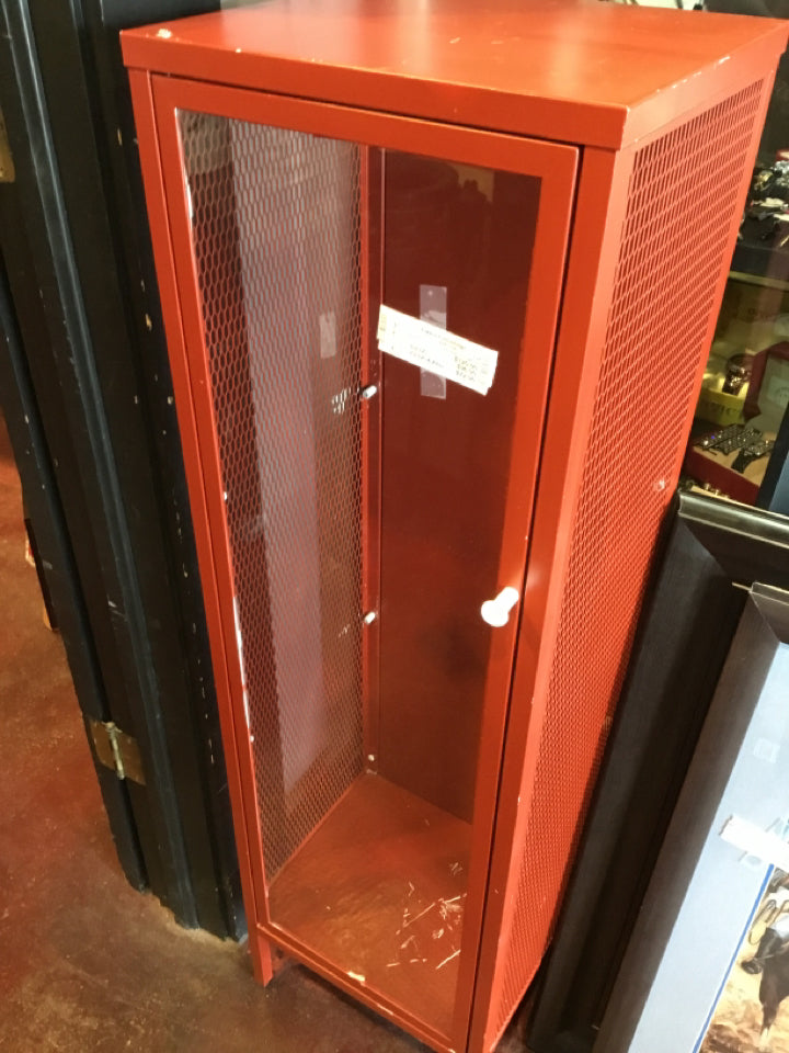 Industrial Red Metal Shelves Cabinet