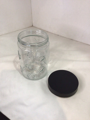 Canisters Black/Clear Glass/Metal Paw Prints Jar