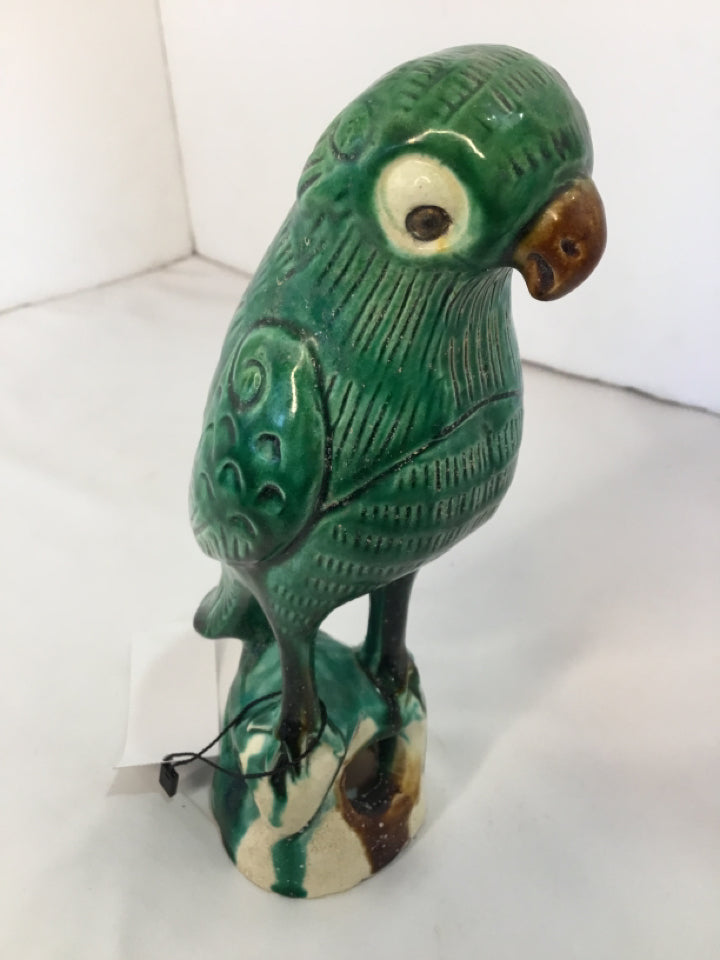 Vintage Green Ceramic Parrot Sancai Glaze Incense Burner