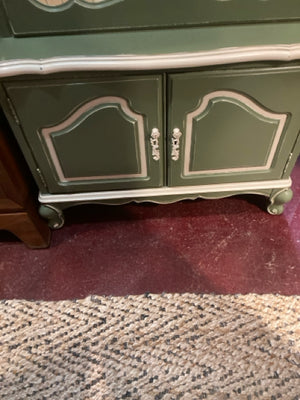 French Wood Painted Green Secretary